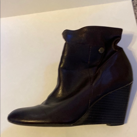 Franco Sarto Brown Leather Wedge Boots Size 7.5 - Picture 4 of 8